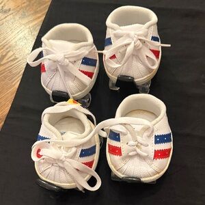 Build-A-Bear White Sneakers with Red and Blue Accents and removable roller s